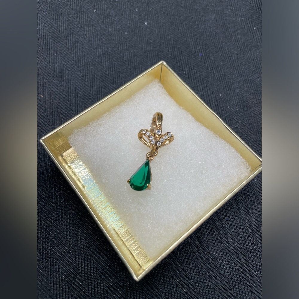 ROMAN Gold Toned Green Stone Pendant
